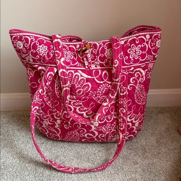 Vera Bradley Pink Twirly Bird Tote Bag - Picture 1 of 7